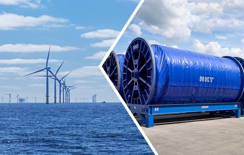 wind turbines offshore and cable drums